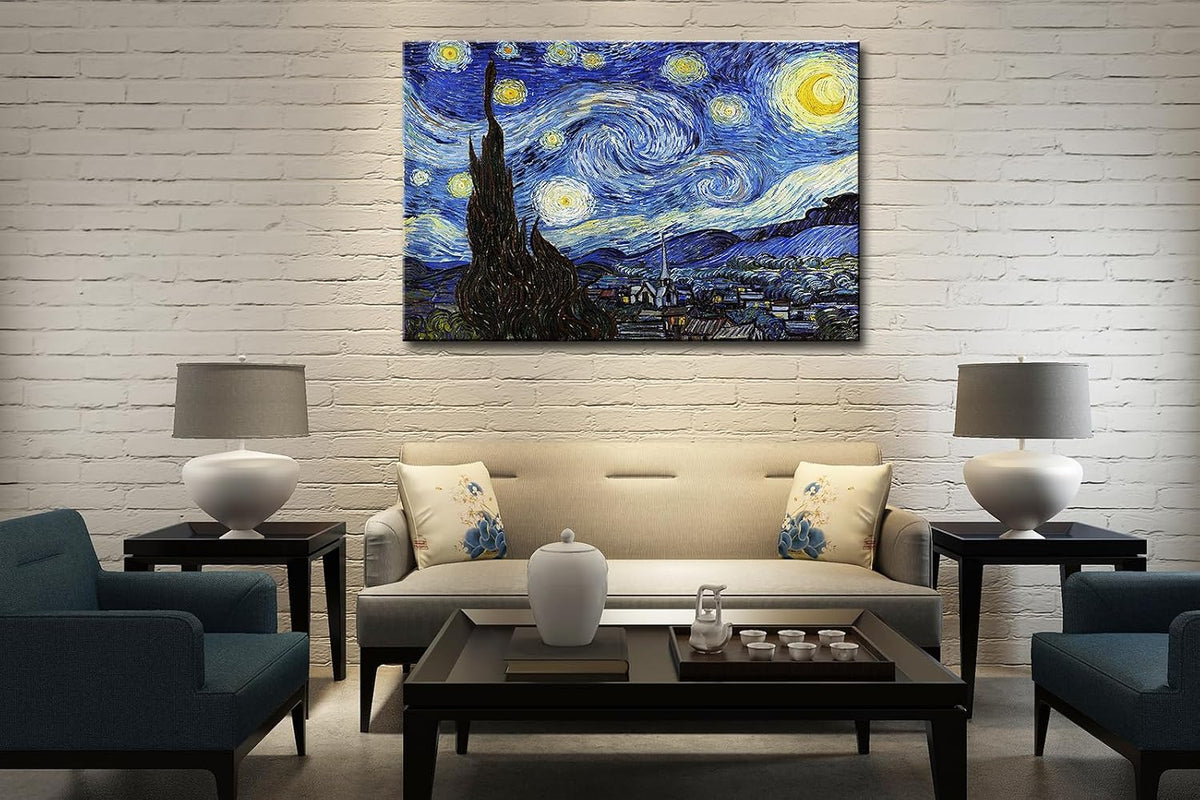 Starry Night Abstract Canvas Prints Wall Art of Van Gogh Famous Artwork Modern Gallery Artwork for Living Room Home Office Decorations.24X36