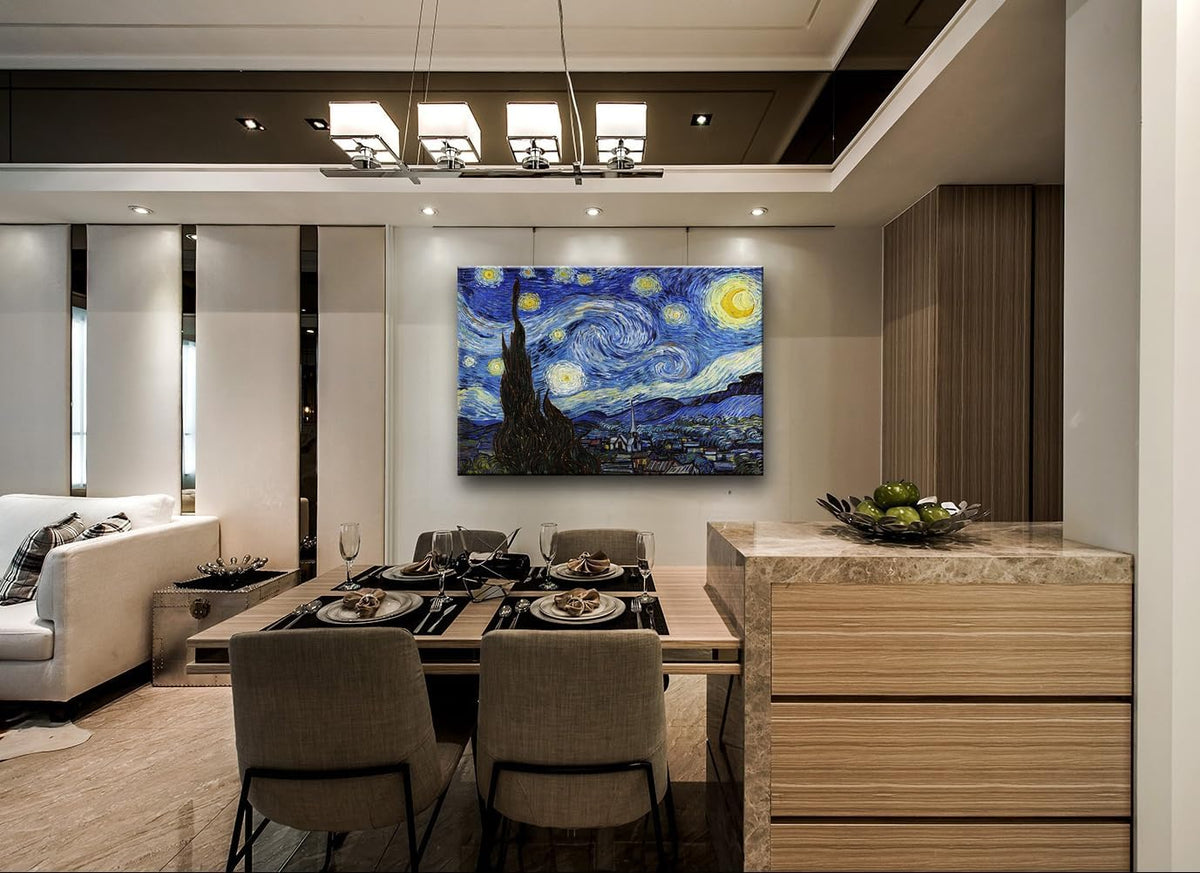 Starry Night Abstract Canvas Prints Wall Art of Van Gogh Famous Artwork Modern Gallery Artwork for Living Room Home Office Decorations.24X36