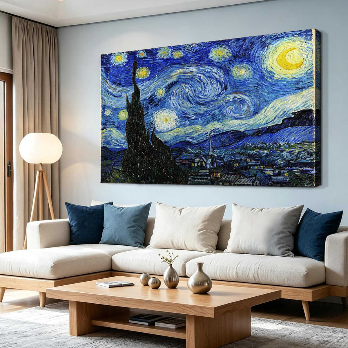 Starry Night Abstract Canvas Prints Wall Art of Van Gogh Famous Artwork Modern Gallery Artwork for Living Room Home Office Decorations.24X36