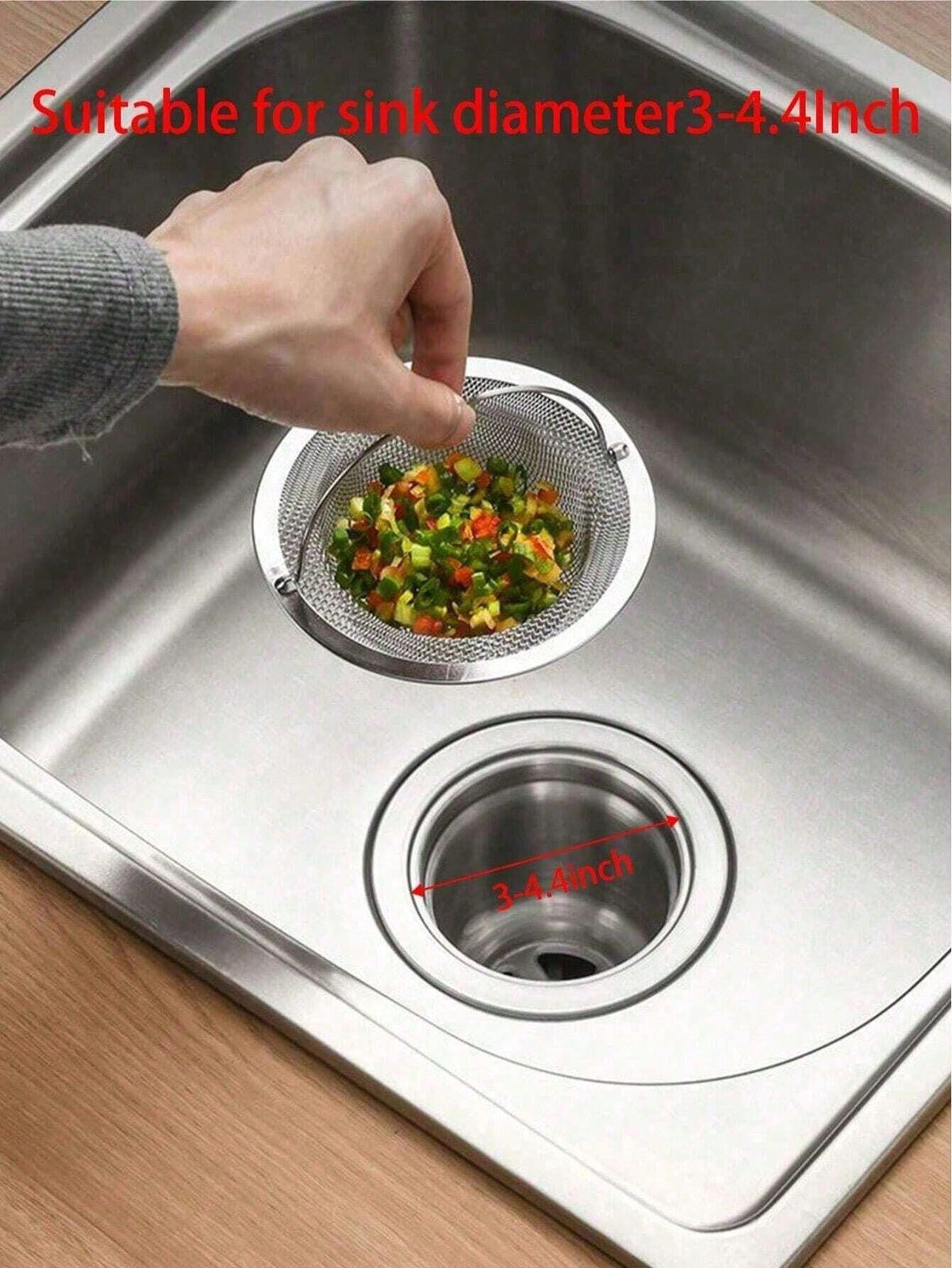 3Pcs Stainless Steel Kitchen Sink Strainer, Food Debris/Hair Catcher, Keeps Bathtub and Sink Drain Clear, Fits Most Sink Drains, Kitchen Sink Basket Strainer, Stainless Steel Sink Filter, Stainless Steel Bathtub Hair Catcher Plug, Shower Drain Filter with Handle, Metal Sink Strainer, Kitchen Floor Drain Filter