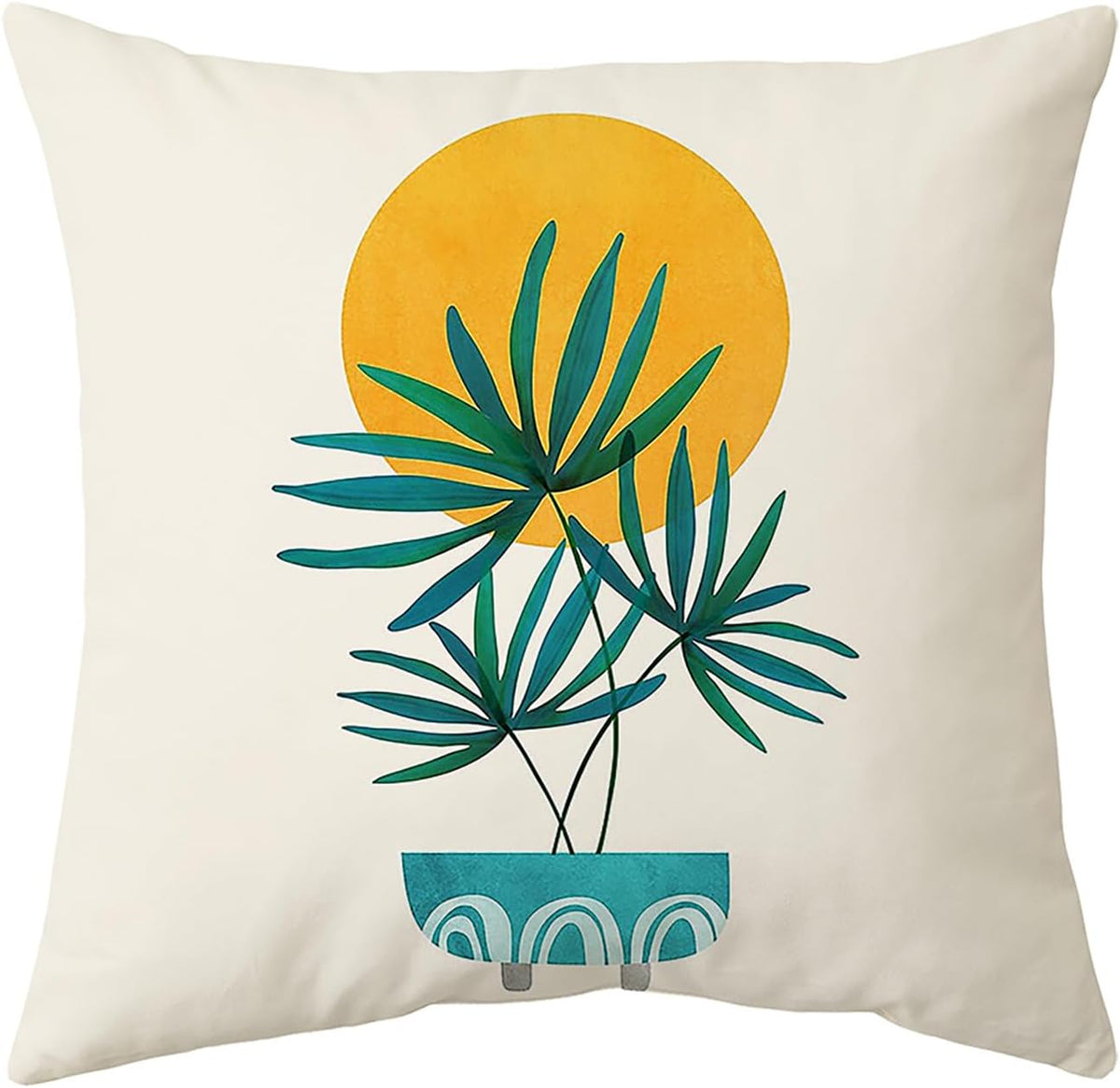 Home Decorative Throw Pillow Covers - Set of 4 Soft Throw Pillow Covers Cushion Case for Sofa Living Room Indoors Outdoors 18X18 Inch (Yellow)