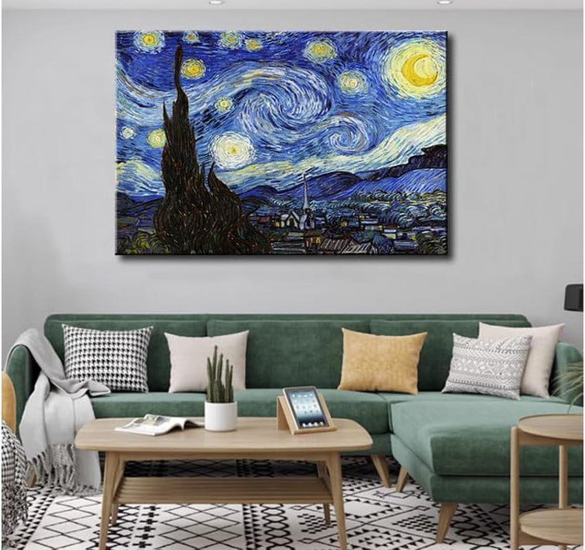 Starry Night Abstract Canvas Prints Wall Art of Van Gogh Famous Artwork Modern Gallery Artwork for Living Room Home Office Decorations.24X36