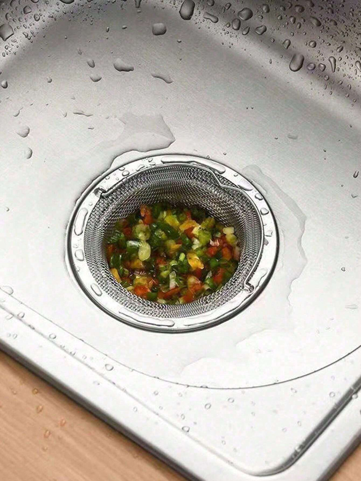 3Pcs Stainless Steel Kitchen Sink Strainer, Food Debris/Hair Catcher, Keeps Bathtub and Sink Drain Clear, Fits Most Sink Drains, Kitchen Sink Basket Strainer, Stainless Steel Sink Filter, Stainless Steel Bathtub Hair Catcher Plug, Shower Drain Filter with Handle, Metal Sink Strainer, Kitchen Floor Drain Filter