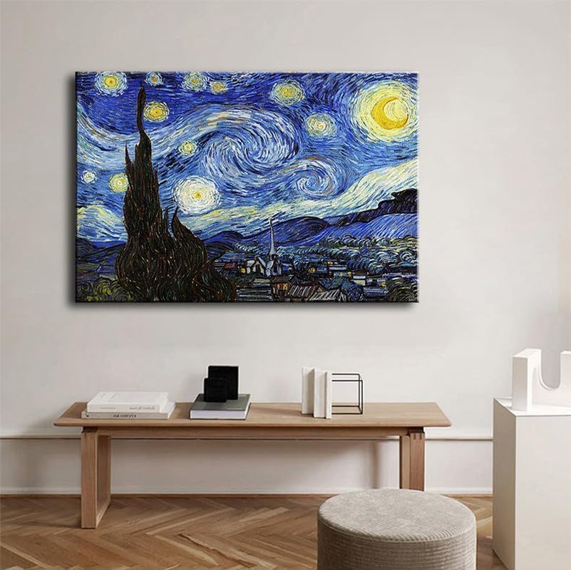 Starry Night Abstract Canvas Prints Wall Art of Van Gogh Famous Artwork Modern Gallery Artwork for Living Room Home Office Decorations.24X36