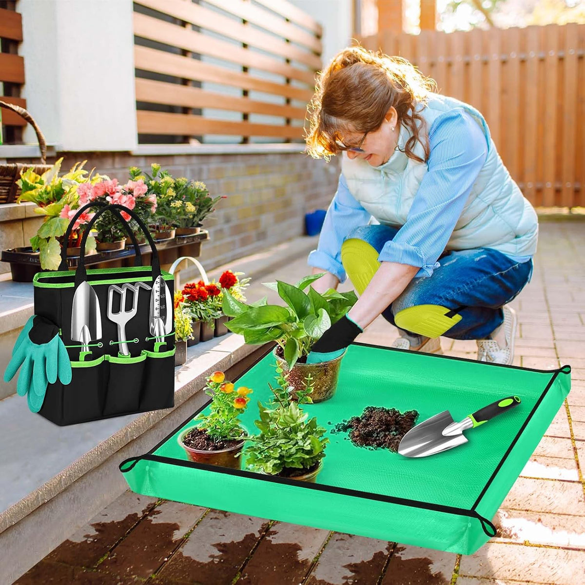 Garden Hand Tools, 12 Pieces Aluminium Gardening Tools Set, Gardening Kit with Garden Fork, Trowel, Gardening Gifts for Women & Men