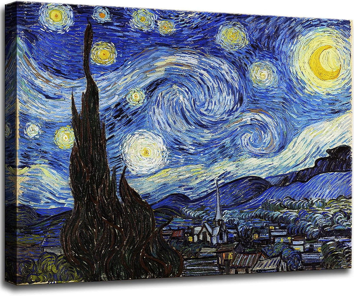 Starry Night Abstract Canvas Prints Wall Art of Van Gogh Famous Artwork Modern Gallery Artwork for Living Room Home Office Decorations.24X36