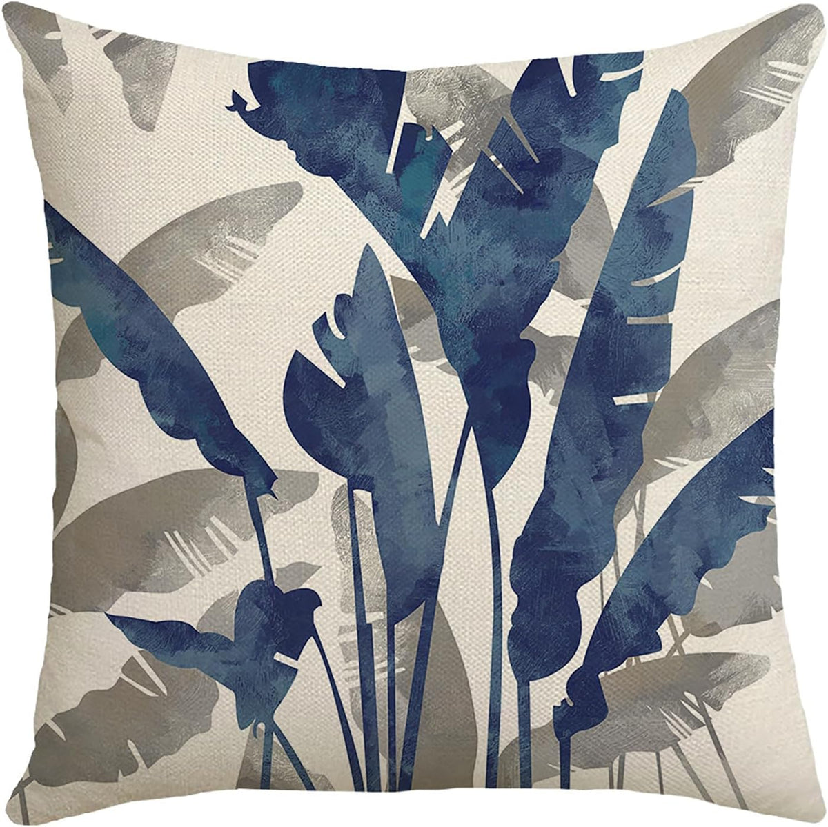 Home Decorative Throw Pillow Covers - Set of 4 Soft Throw Pillow Covers Cushion Case for Sofa Living Room Indoors Outdoors 18X18 Inch (Blue)