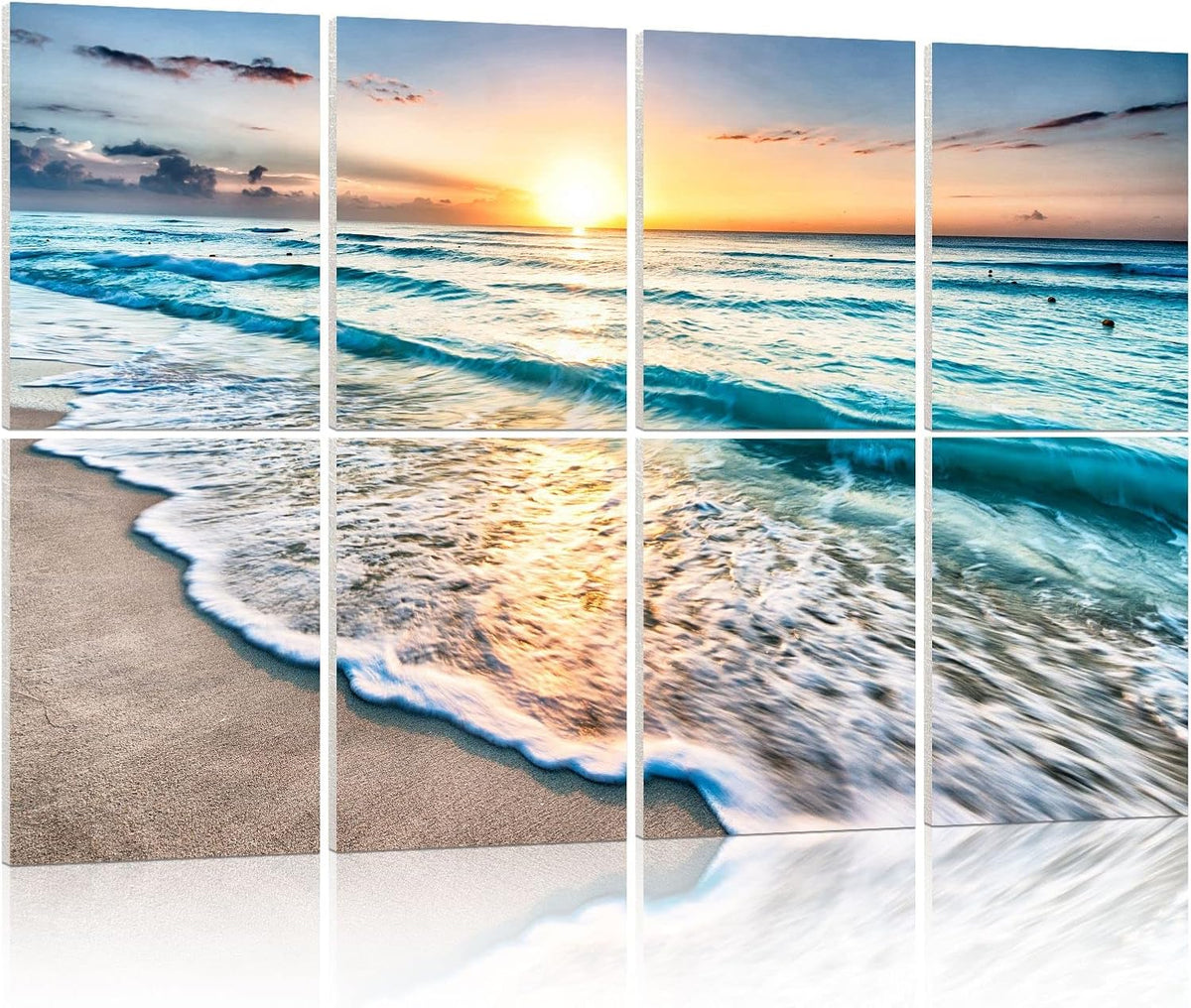 Art Acoustic Panels: 8 Pack 12" X 16" Soundproof Wall Art Decor - Beach Wall Art