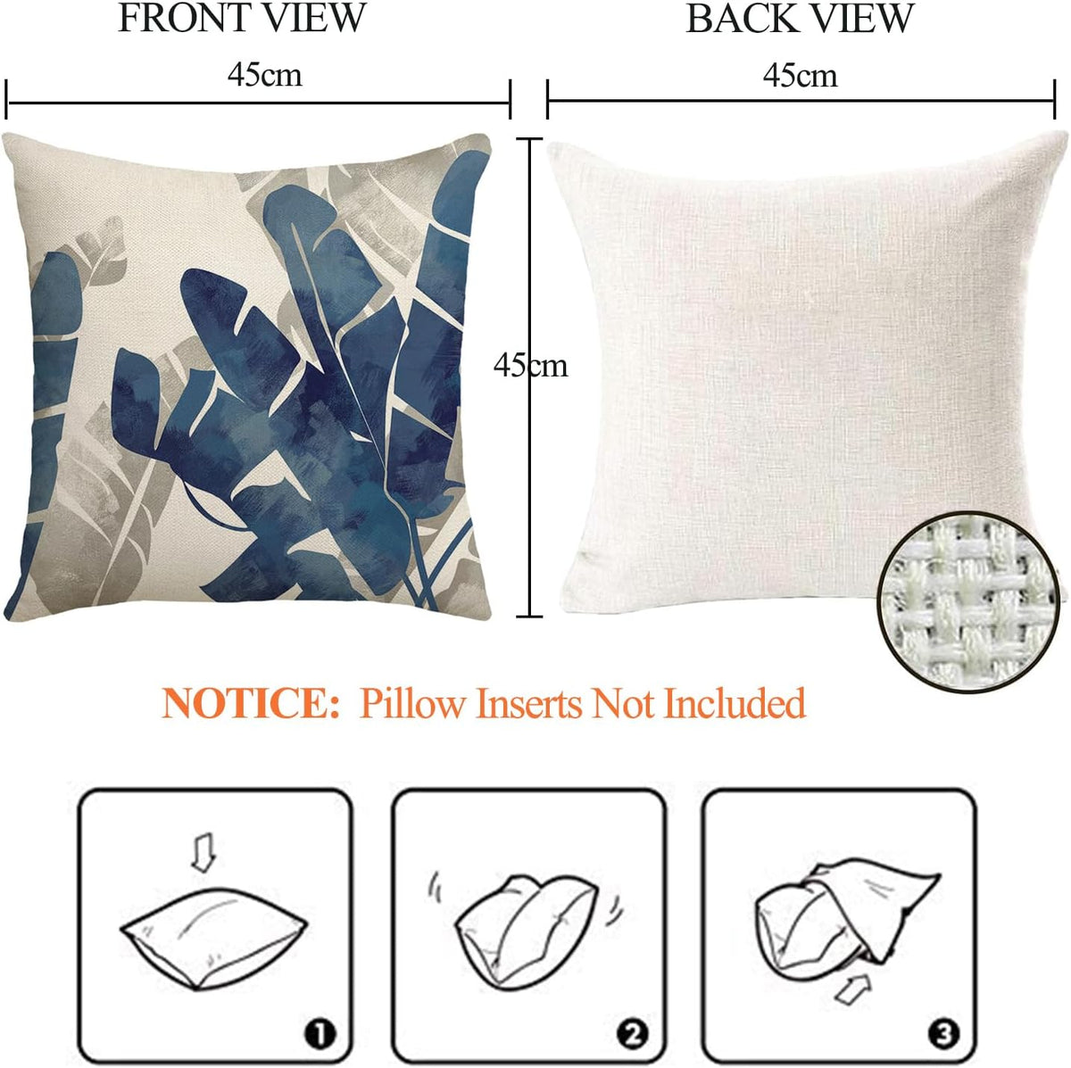Home Decorative Throw Pillow Covers - Set of 4 Soft Throw Pillow Covers Cushion Case for Sofa Living Room Indoors Outdoors 18X18 Inch (Blue)