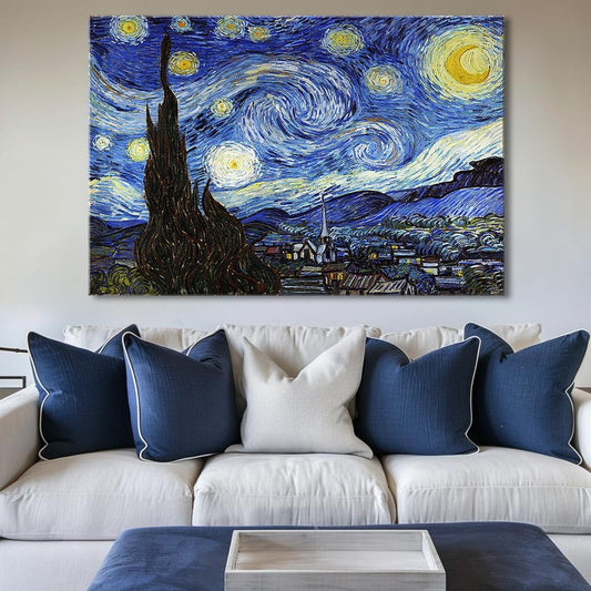 Starry Night Abstract Canvas Prints Wall Art of Van Gogh Famous Artwork Modern Gallery Artwork for Living Room Home Office Decorations.24X36